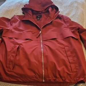 H&M Men's Burgundy Hooded Raincoat